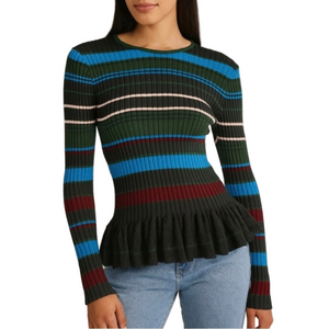 Torn By Ronny Kobo Striped Ribbed Knit Top